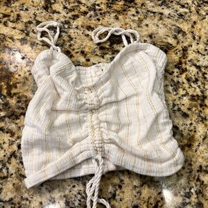 aerie White Top with Gold Threading